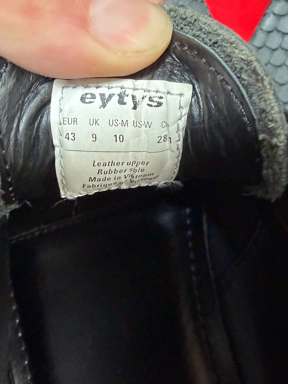 Eytys Men's Black Textured Lace-Up Casual Dress Shoe Size 10